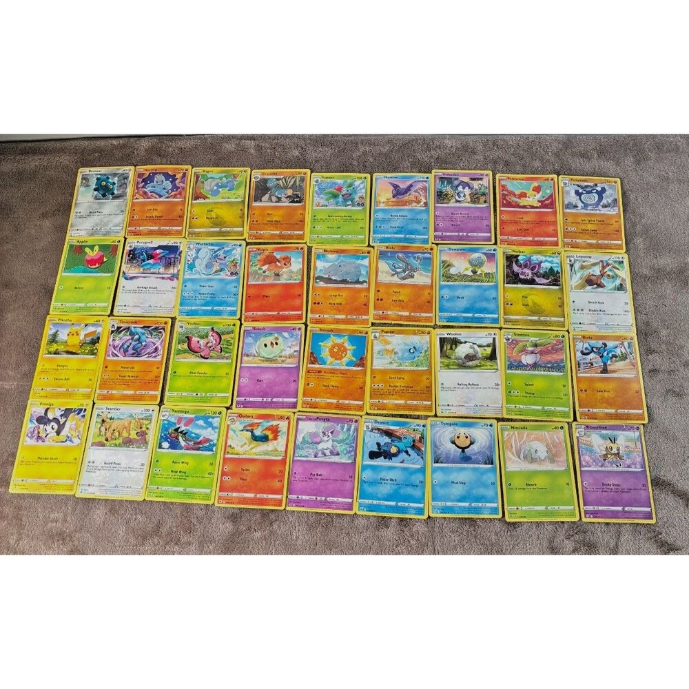 Pokemon TCG 36 Card Lot Pikachu Riolu Wartortle Ivysaur Modern Common Uncommon